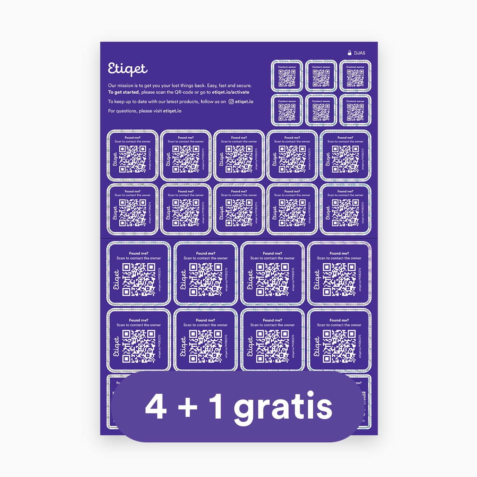 Etiqet Stickervel • 4 + 1 gratis